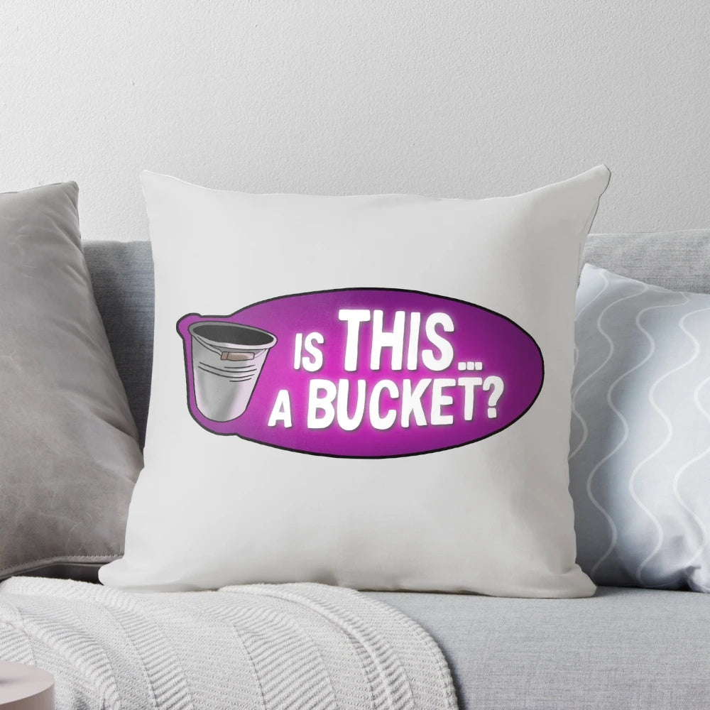 Is This a Bucket?" Pillow featuring the iconic quote from The Stanley Parable video game