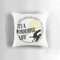 It's a Wonderful Life movie pillow with iconic quotes and a lasso the moon design