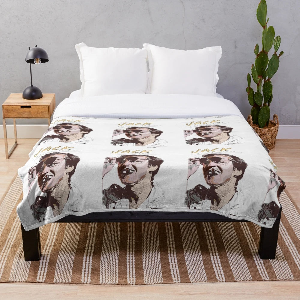 Iconic Jack Nicholson plush blanket featuring the legendary actor from the cinema