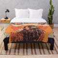 Janis Joplin inspired plush blanket with psychedelic rock design