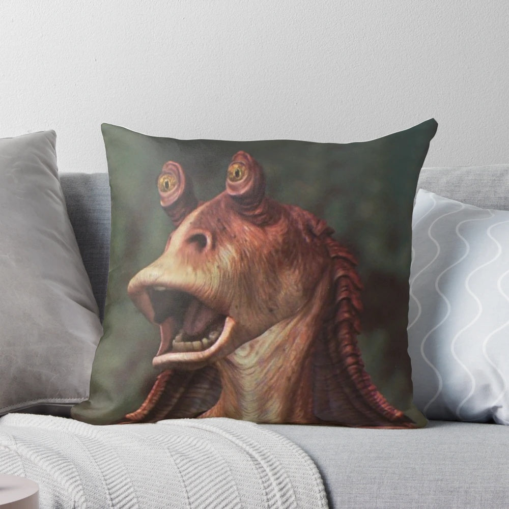 Soft, plush pillow featuring the beloved Star Wars character Jar Jar Binks
