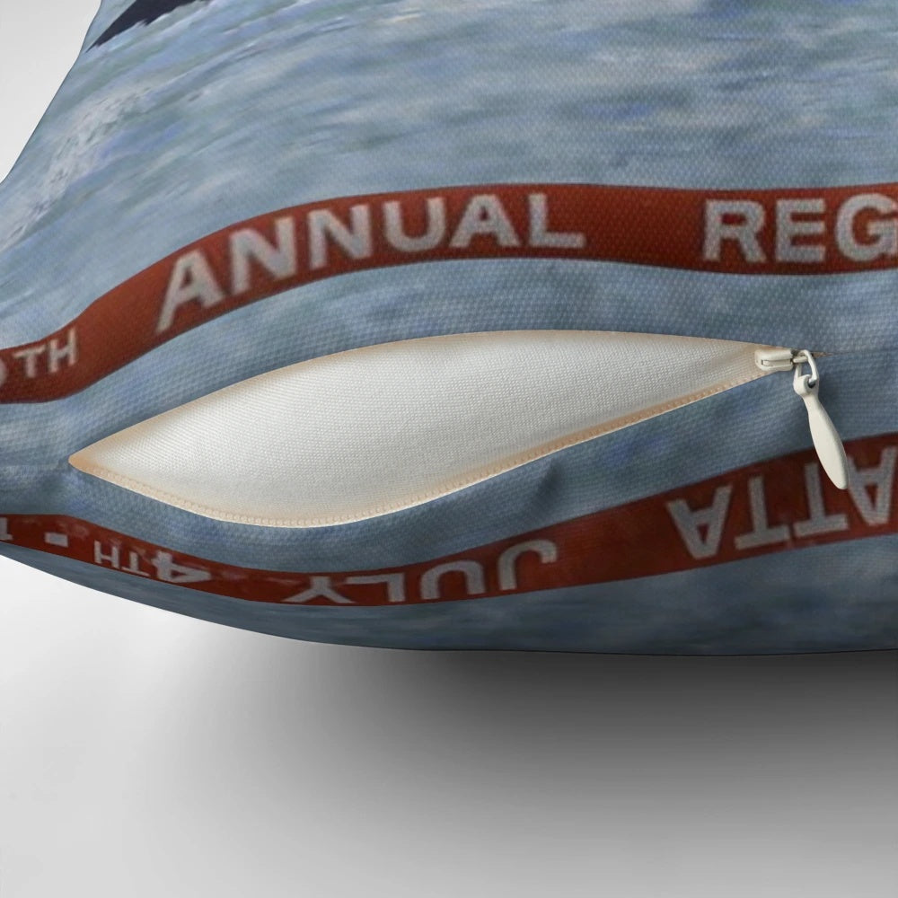Amity Island Pillow featuring the iconic Great White Shark from the classic movie "Jaws"