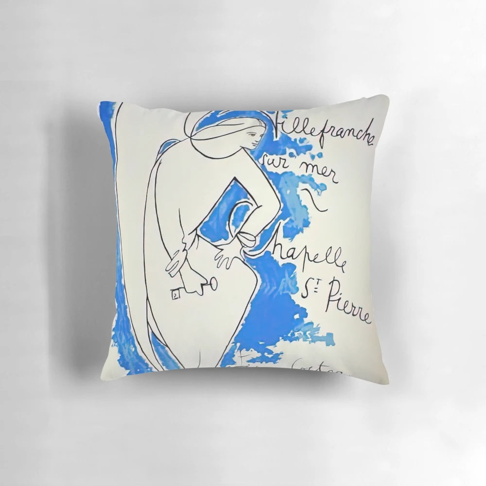Pillow featuring the iconic artwork of French artist Jean Cocteau