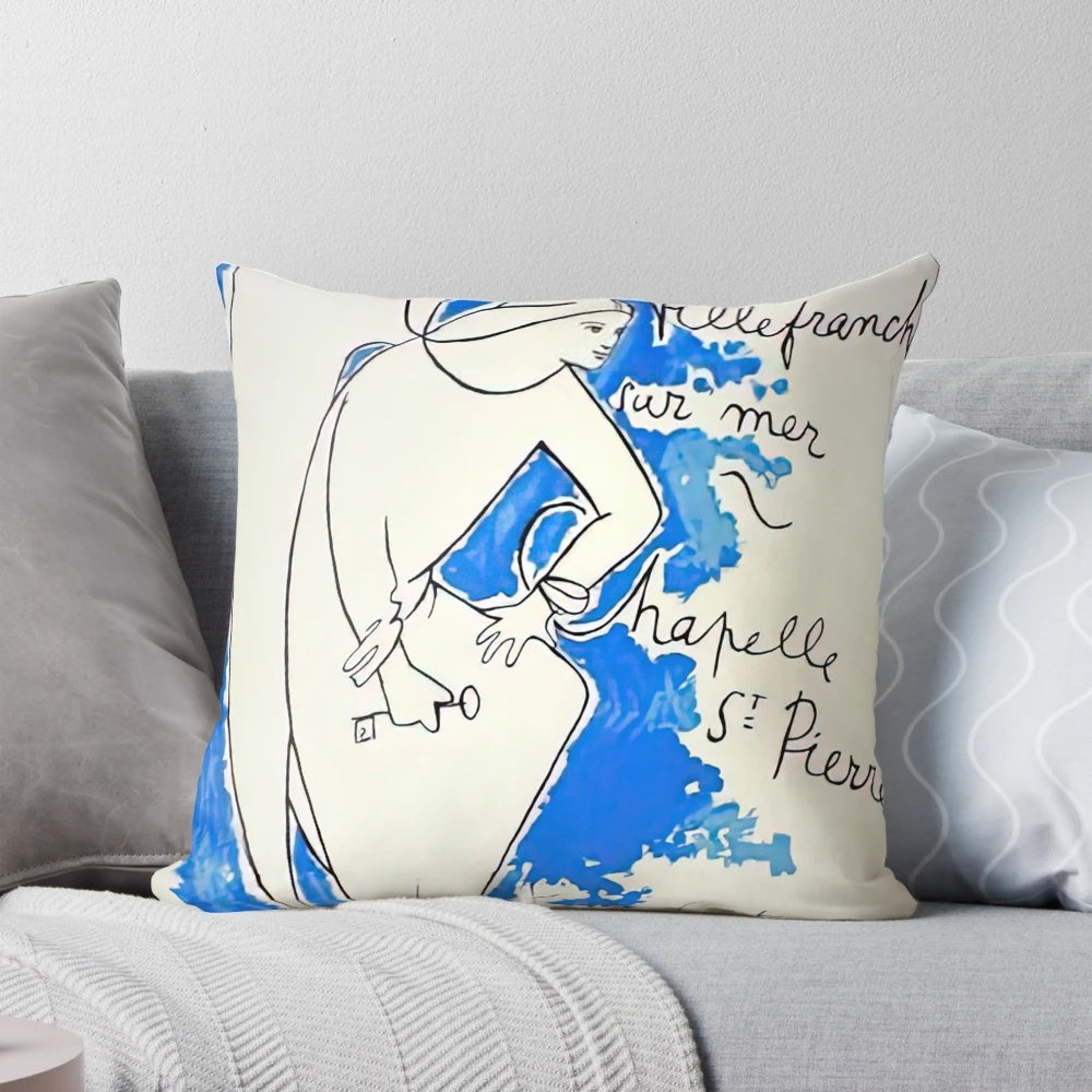 Pillow featuring the iconic artwork of French artist Jean Cocteau