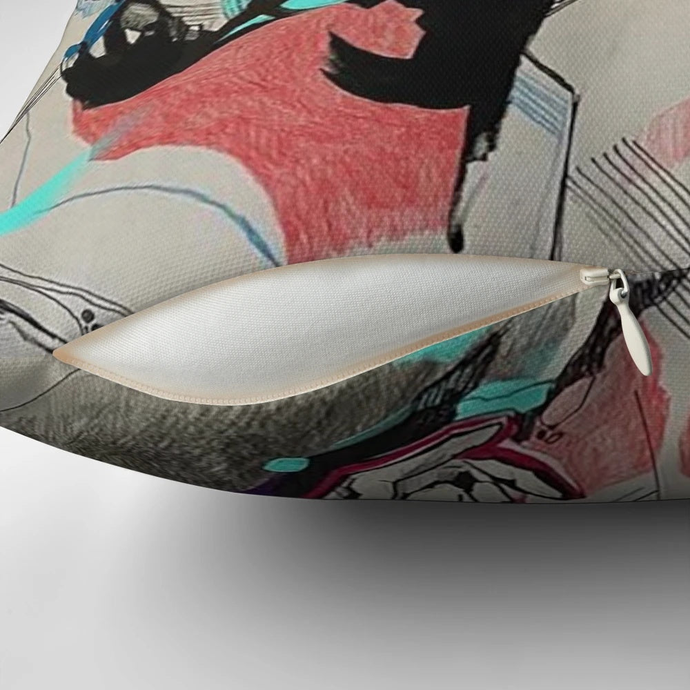 Pillow featuring a print of iconic Jean Cocteau artwork and paintings