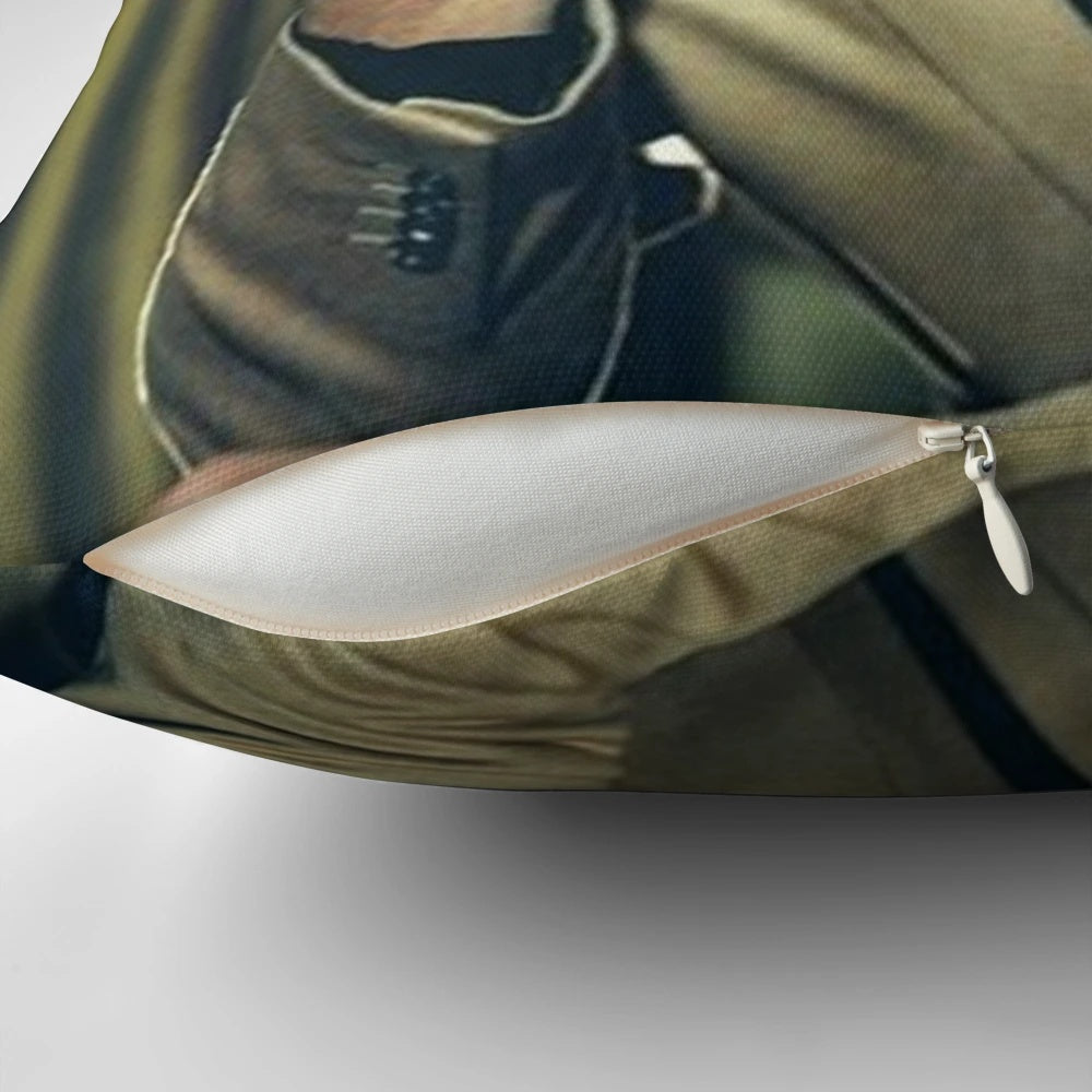 Plush pillow featuring a portrait of the charismatic and handsome actor Jeff Goldblum