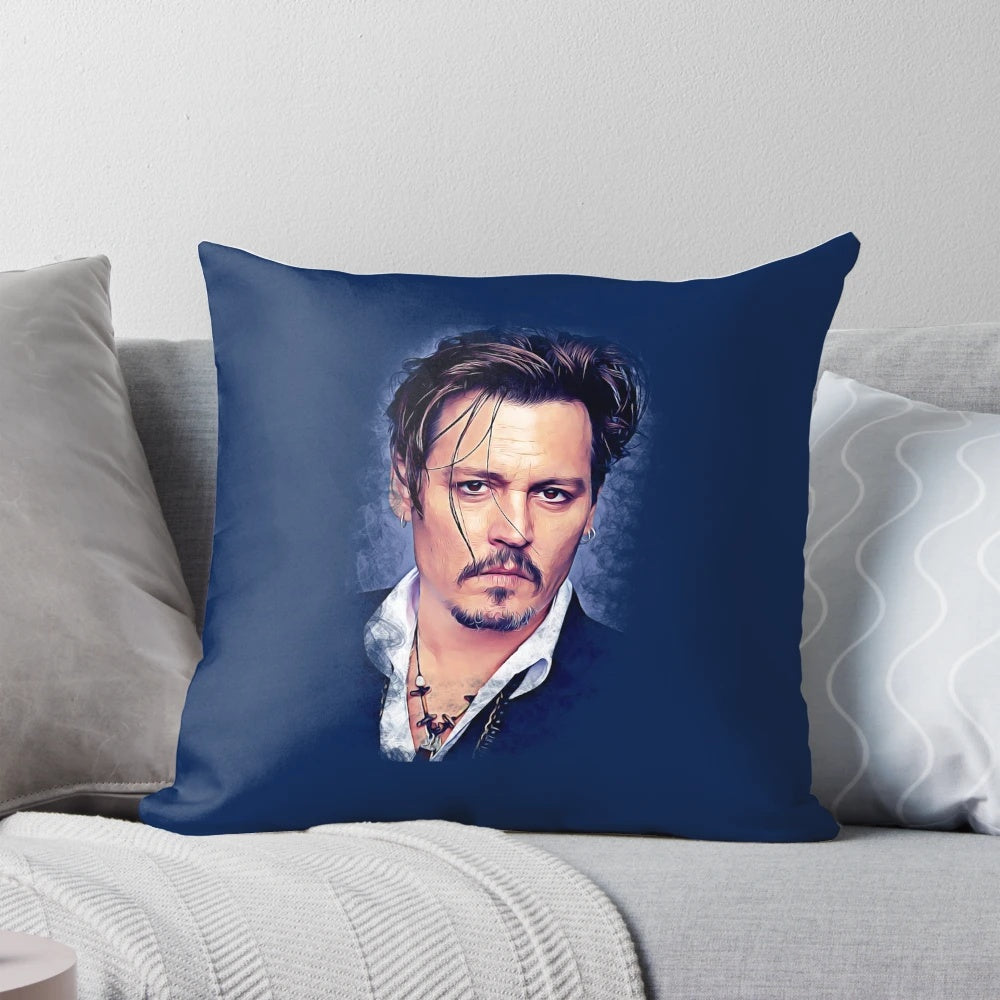 Vibrant pop art portrait of legendary actor Johnny Depp