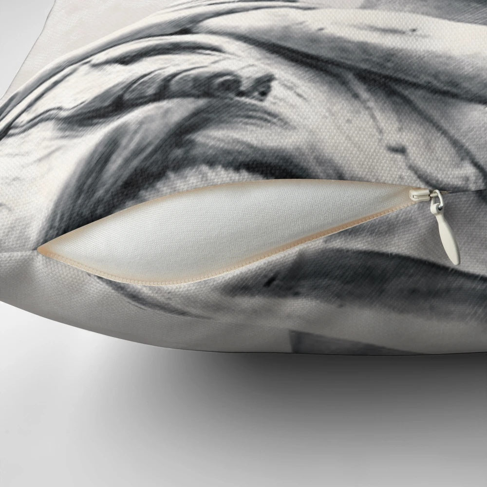 Artistic pillow design featuring a digital illustration of the iconic Julius Caesar sculpture