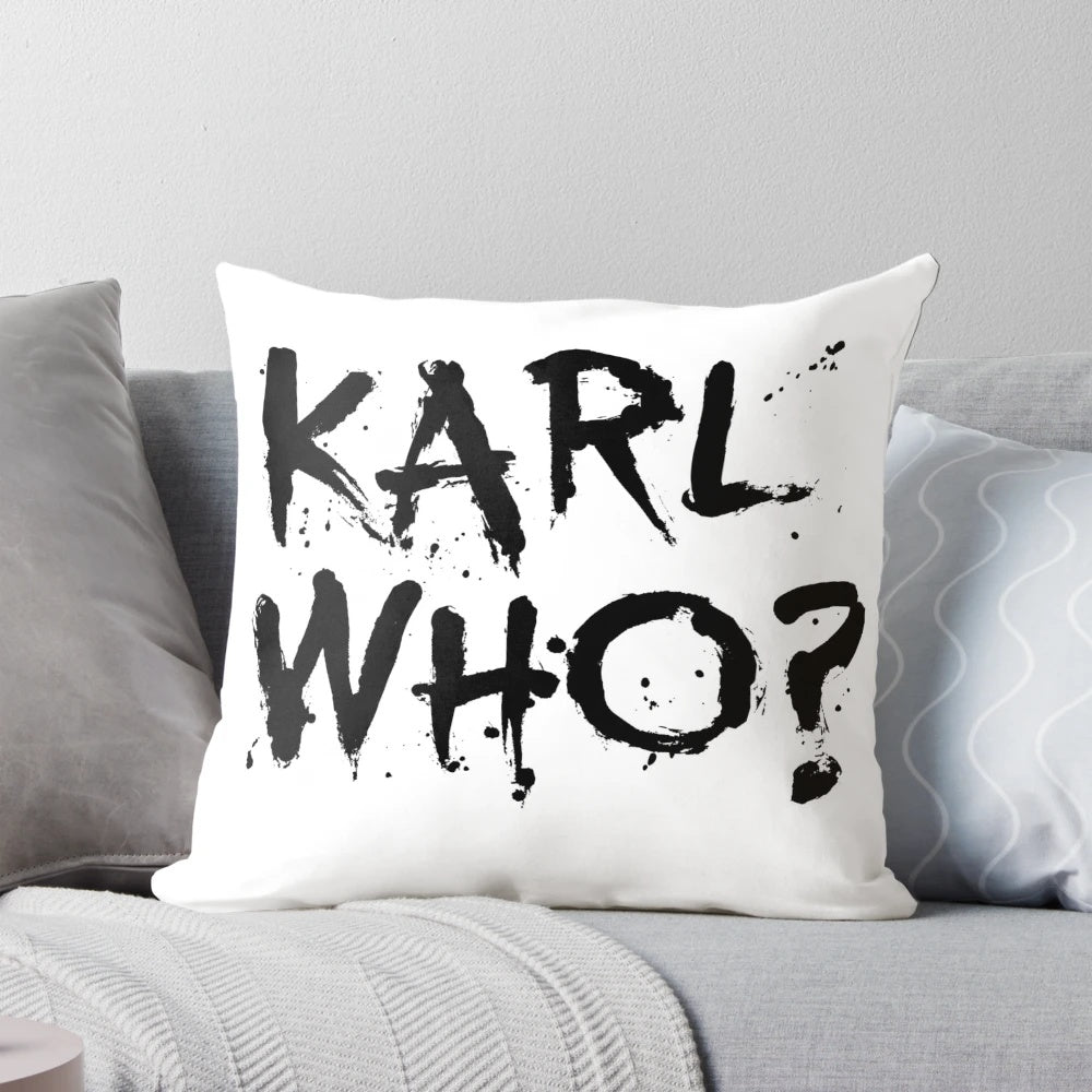 Karl Lagerfeld "Who?" Quote Pillow, Funny Fashion Designer Decorative Cushion