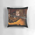 Decorative throw pillow featuring the iconic katana sword from the cult classic film 'Kill Bill