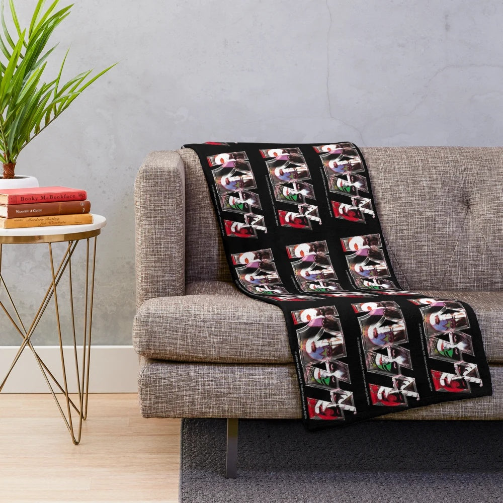 Plush blanket featuring the iconic Kiss band logo and faces of all band members
