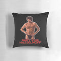 Plush 'Knight Rider' David Hasselhoff themed throw pillow with retro 80s design