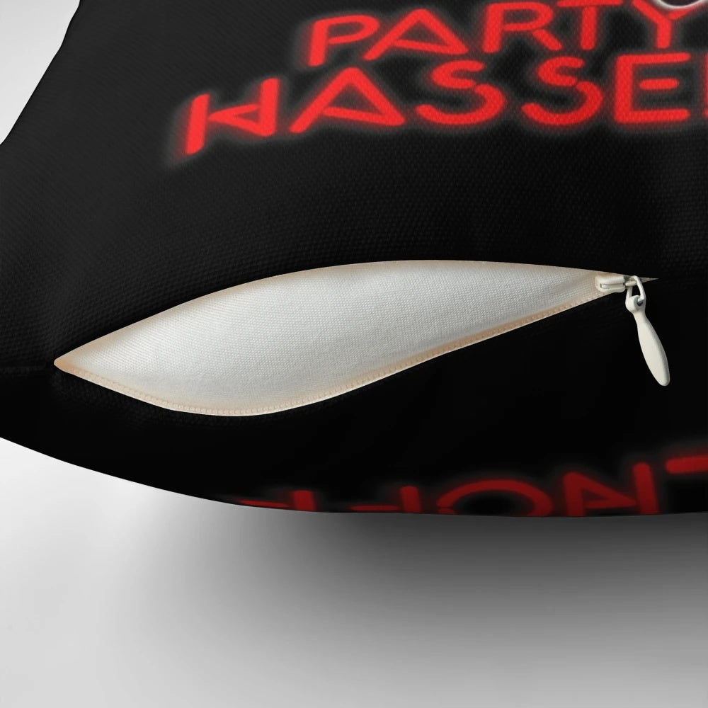 Plush 'Knight Rider' David Hasselhoff themed throw pillow with retro 80s design