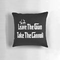 Plush pillow featuring the iconic "Leave the Gun, Take the Cannoli" quote from The Godfather movie