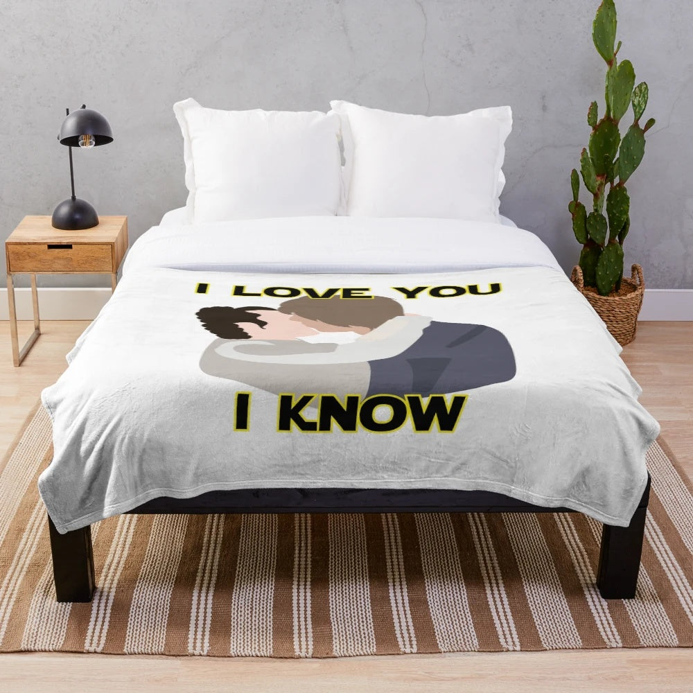 Leia and Han Solo plush blanket featuring iconic Star Wars characters