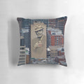 Unique pillow featuring the iconic Leonard Cohen mural on a Montreal landmark building
