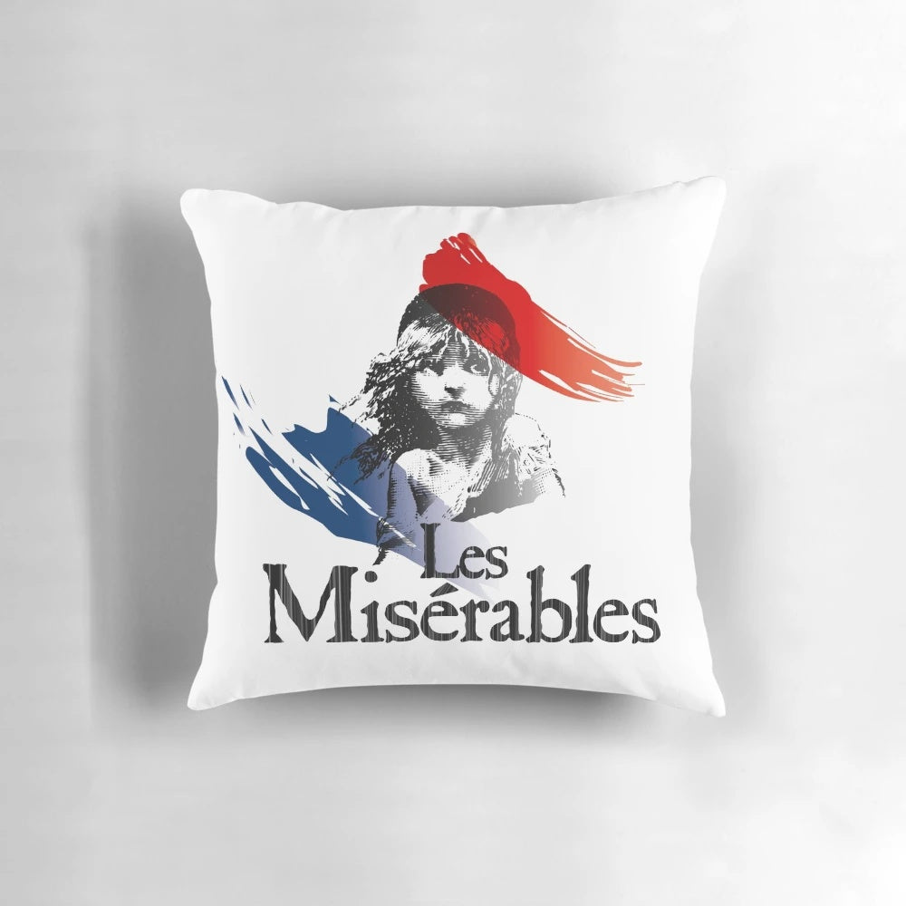 Les Misérables Barricade Pillow featuring iconic theater and novel art
