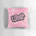Libra-themed Bratz-style pillow with a glittery pink logo and a cute, nostalgic y2k aesthetic.