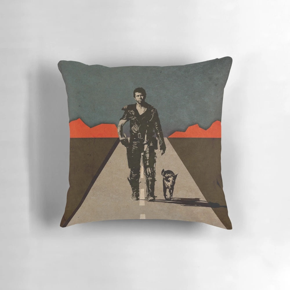 Mad Max: The Road Warrior custom poster pillow featuring the iconic post-apocalyptic setting and characters.