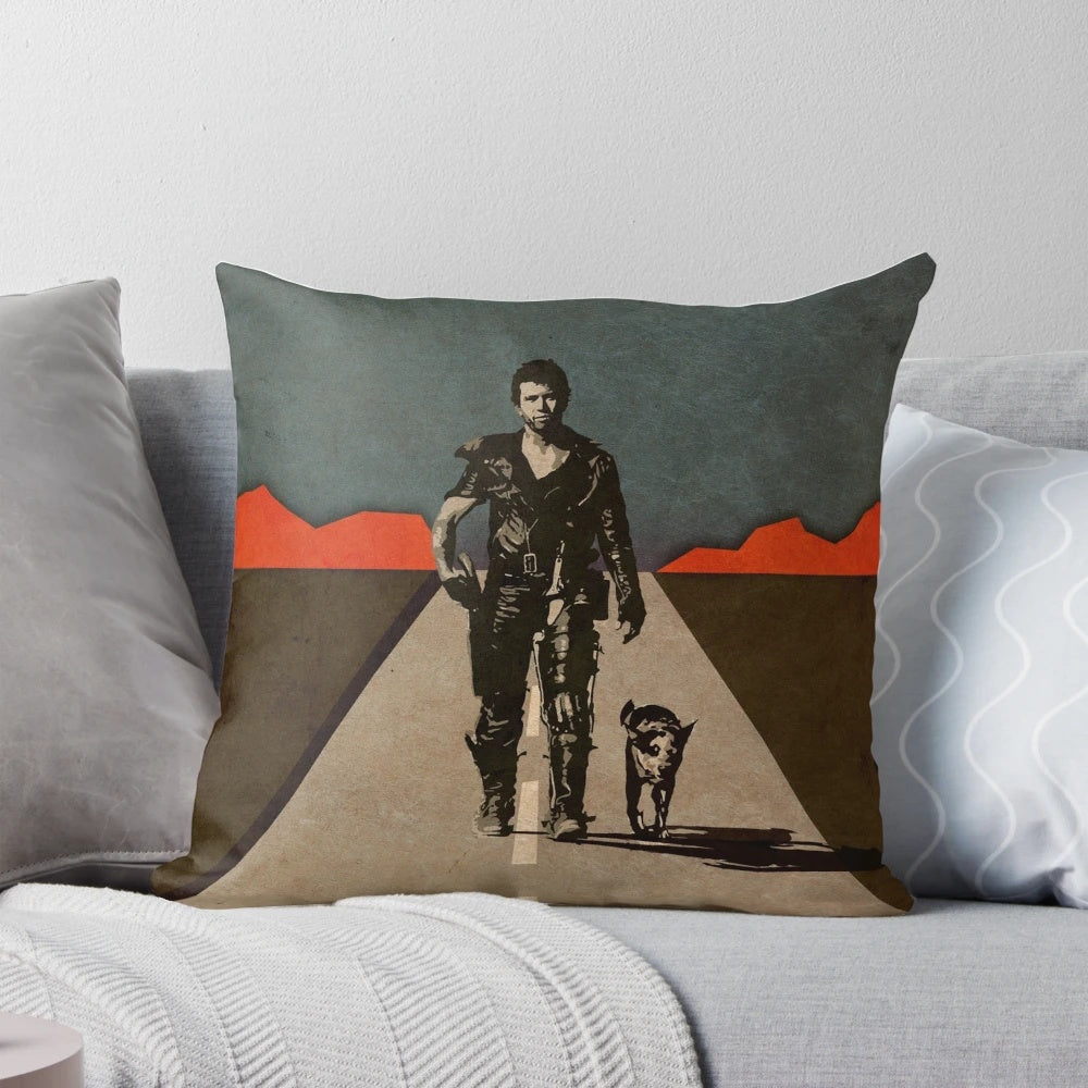 Mad Max: The Road Warrior custom poster pillow featuring the iconic post-apocalyptic setting and characters.