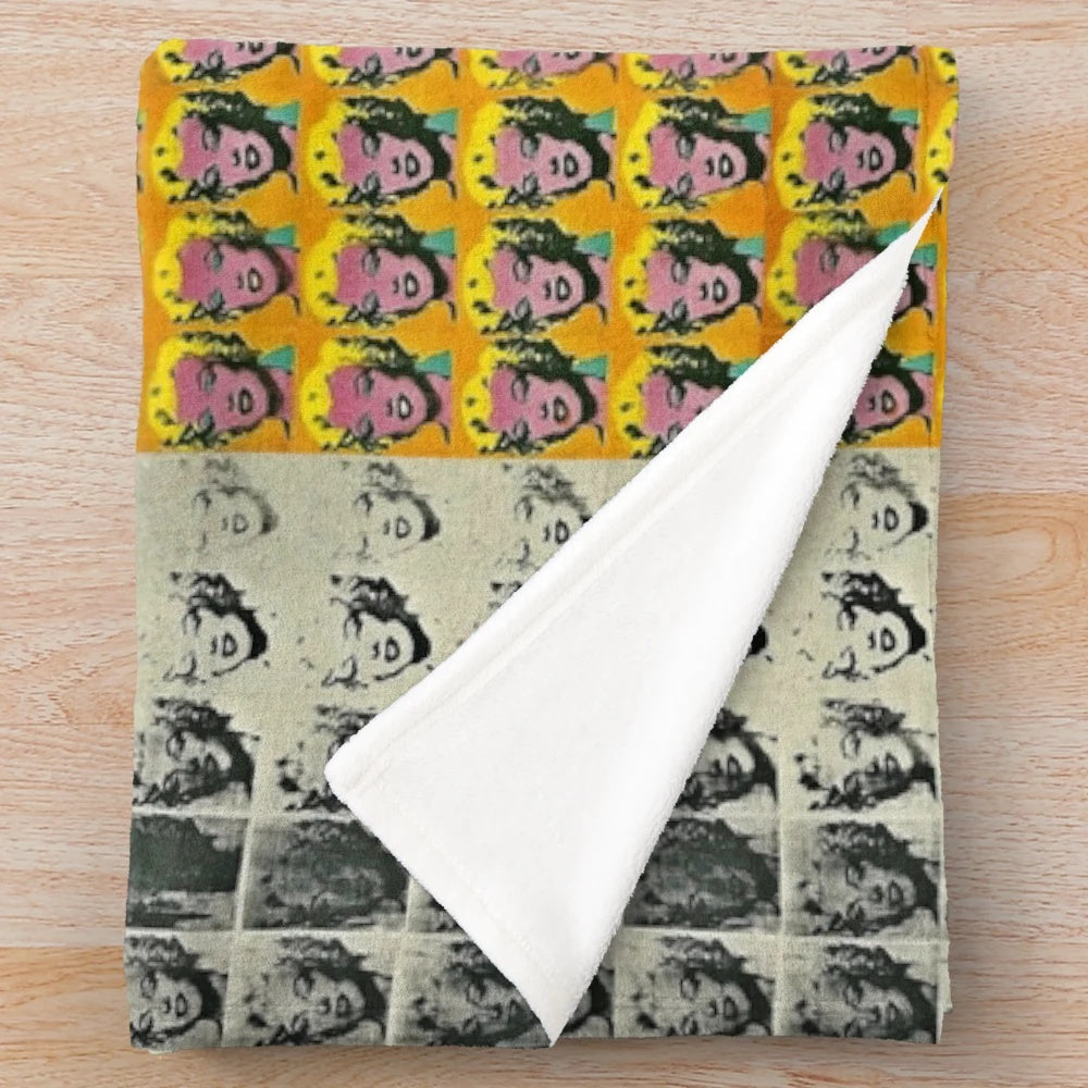 Plush blanket featuring the iconic Marilyn Monroe pop art diptych by Andy Warhol