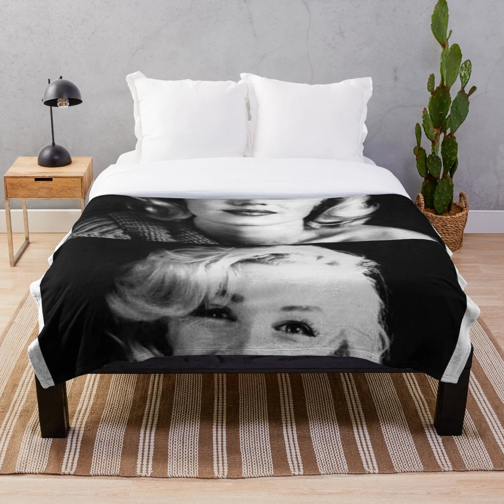 Soft and cozy plush blanket featuring the iconic image of Marilyn Monroe