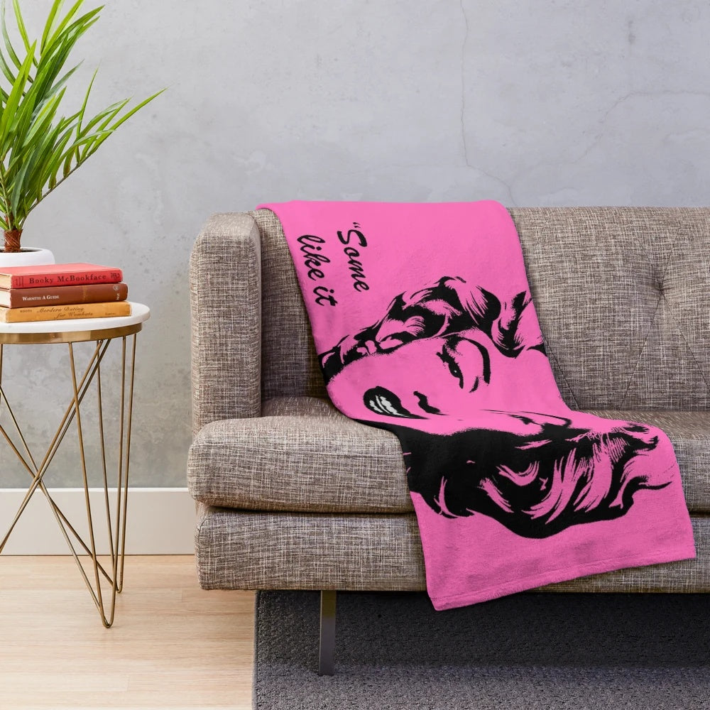 Plush blanket featuring a black and white portrait of the iconic actress Marilyn Monroe
