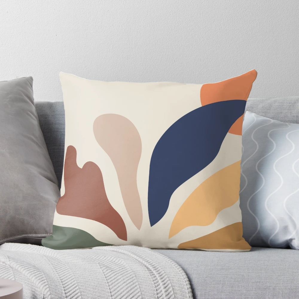Vibrant throw pillow featuring the iconic Acanthus leaf cutout designs of famous artist Henri Matisse