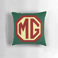 Vintage MG sports car logo printed on a soft, comfortable throw pillow