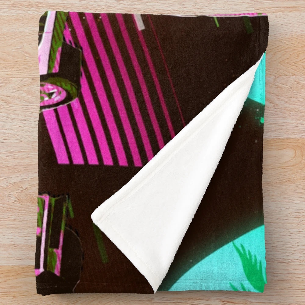 Iconic Miami Vice inspired plush blanket featuring Don Johnson and Philip Michael Thomas artwork