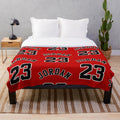 Michael Jordan inspired plush blanket featuring basketball, sports, and Chicago Bulls design
