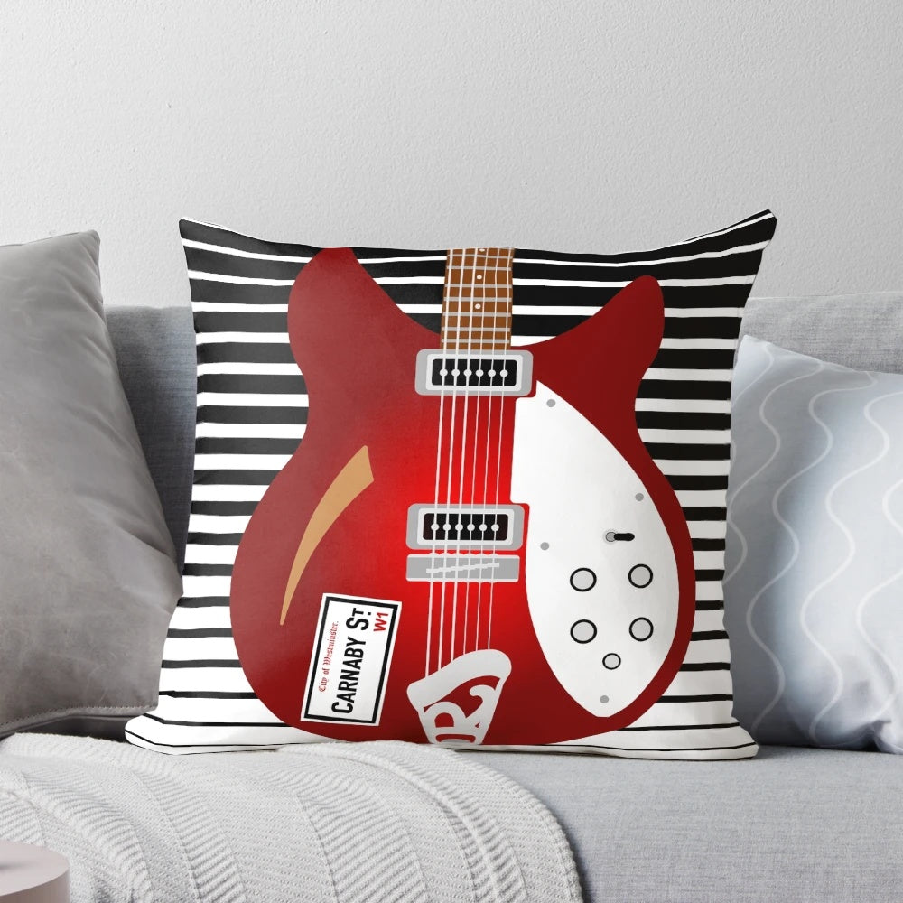 Pillow inspired by Paul Weller's iconic Rickenbacker guitars and mod culture