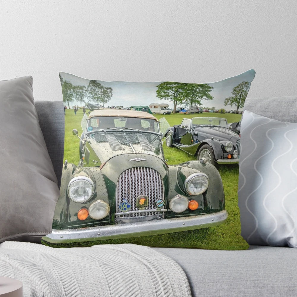 Soft, plush pillow featuring the iconic Morgan classic car design