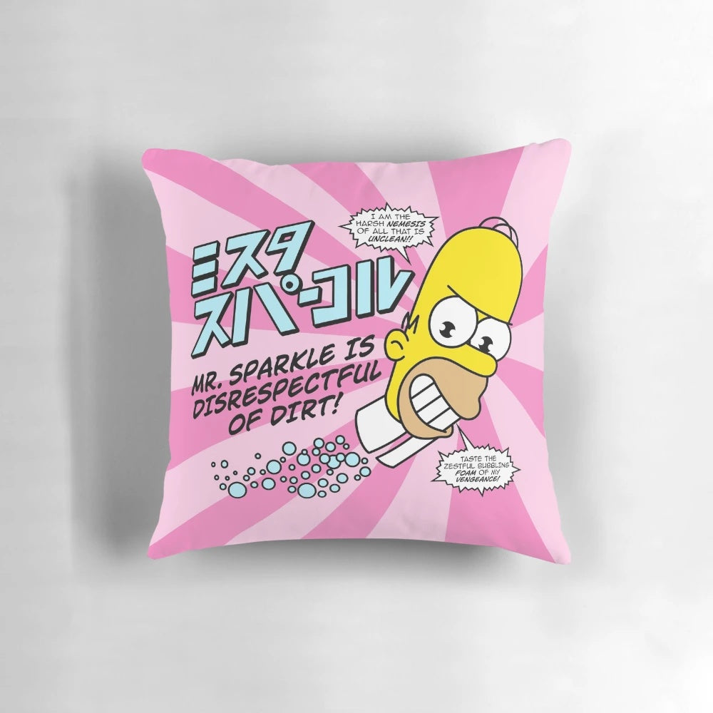 Mr. Sparkle' character from The Simpsons printed on a fluffy, sparkly pillow