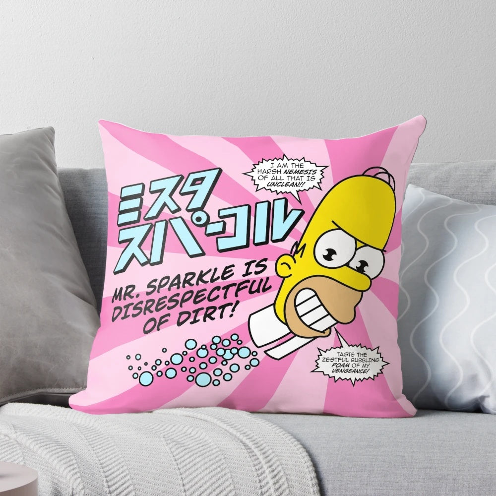 Mr. Sparkle' character from The Simpsons printed on a fluffy, sparkly pillow