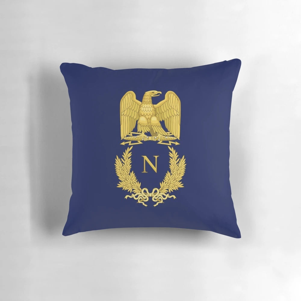 Plush throw pillow featuring the emblematic emblem of Napoleon Bonaparte, the first French Empire
