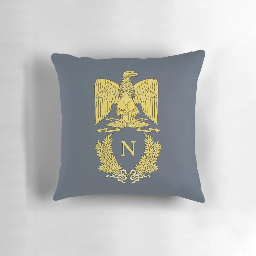 Napoleon Bonaparte's Iconic Emblem Printed on a Decorative Pillow