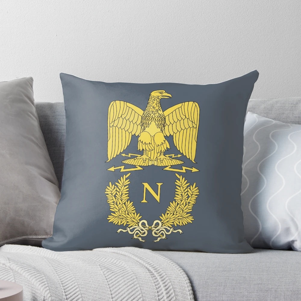 Napoleon Bonaparte's Iconic Emblem Printed on a Decorative Pillow