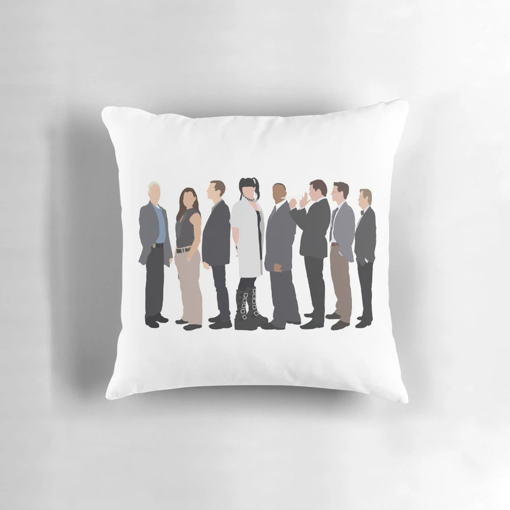 NCIS cast drawing pillow featuring the main characters from the popular crime drama TV series