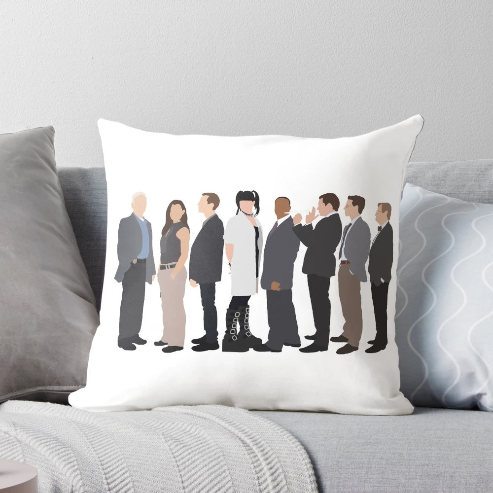 NCIS cast drawing pillow featuring the main characters from the popular crime drama TV series