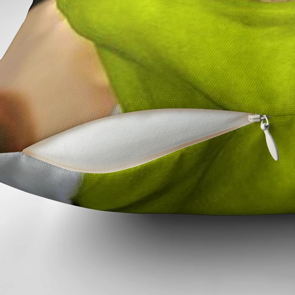 Nicolas Cage as Shrek meme printed on a soft, comfortable pillow