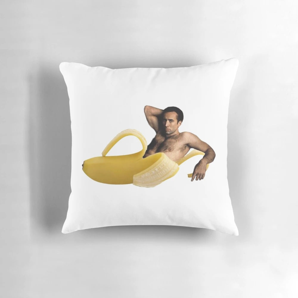 Plush Nicolas Cage Banana Shaped Pillow for Unique Home Decor