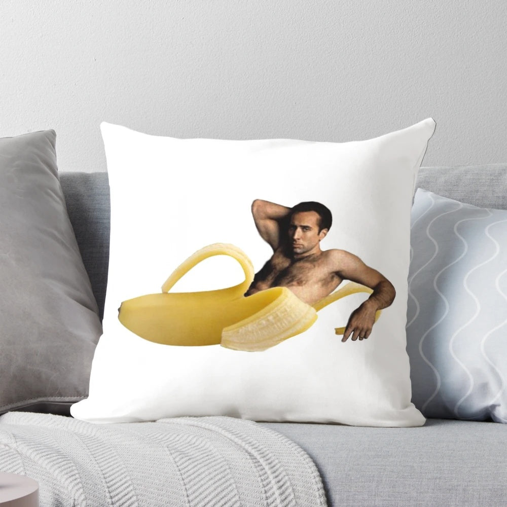 Plush Nicolas Cage Banana Shaped Pillow for Unique Home Decor