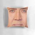 Soft, plush pillow featuring the iconic face of acclaimed actor Nicolas Cage