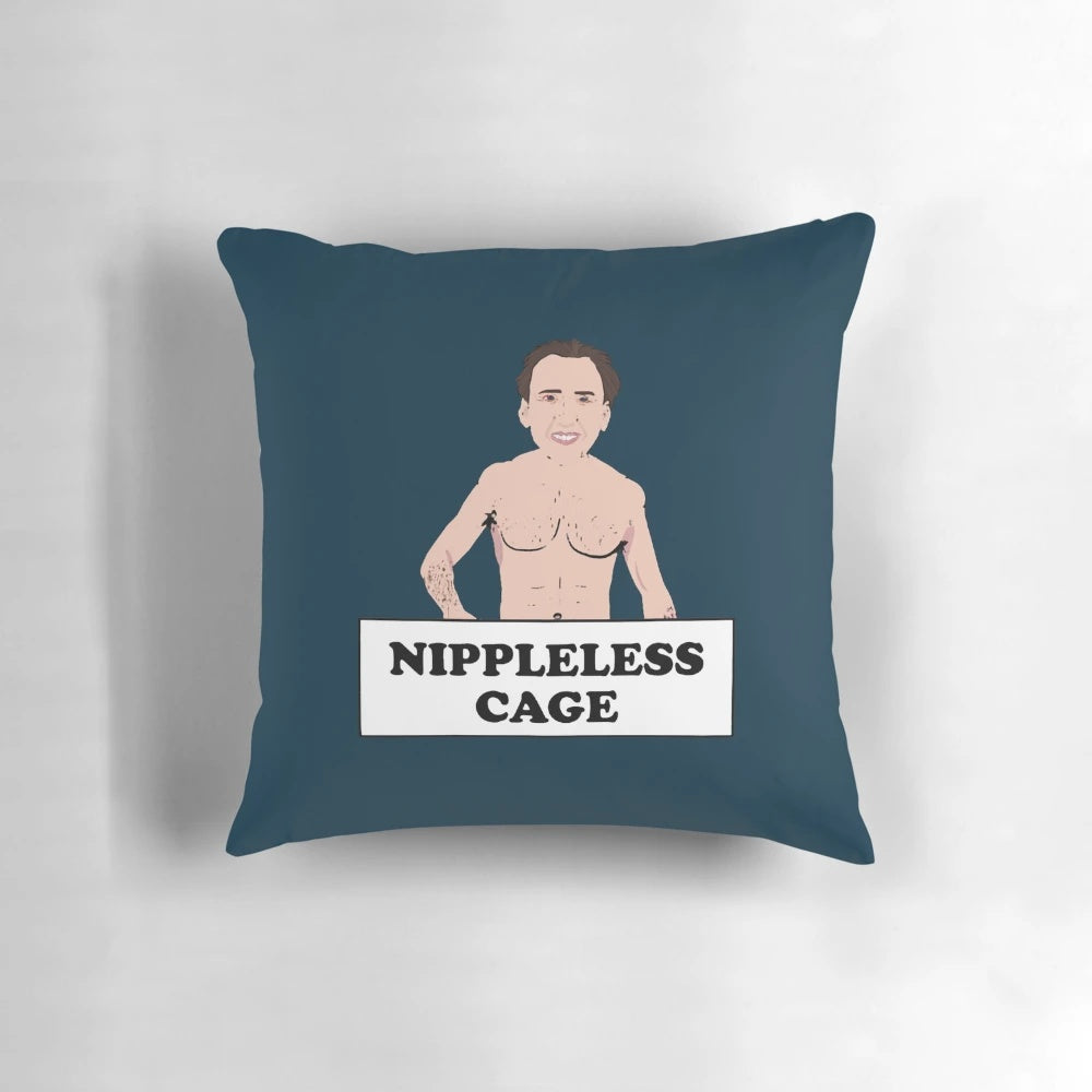 An image of a Pillow POD featuring the iconic actor Nicolas Cage without nipples.