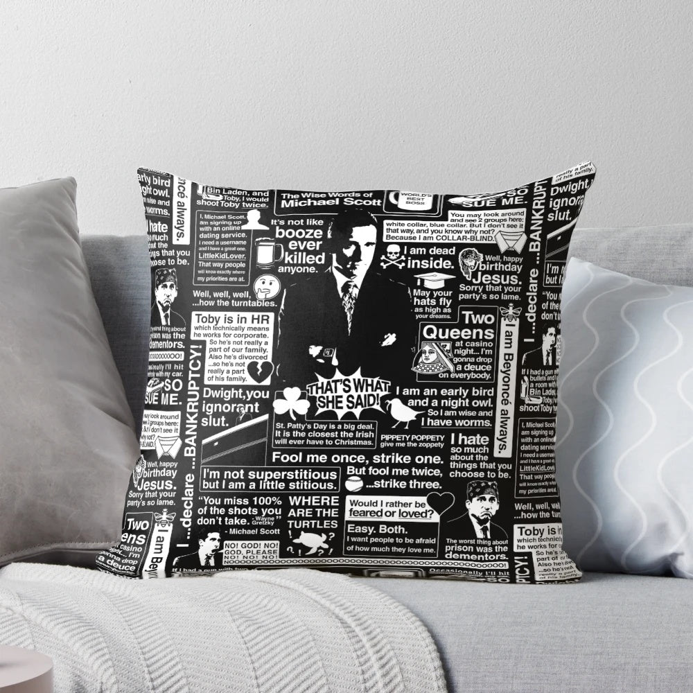 Pillow featuring iconic quotes from the beloved character Michael Scott from the hit TV series The Office
