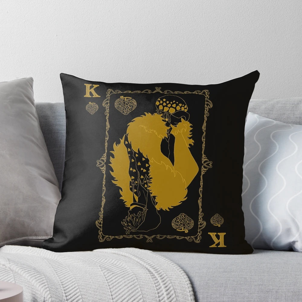 Soft, plush 'King of Hearts' pillow featuring Trafalgar Law and Corazon from the hit anime and manga series One Piece