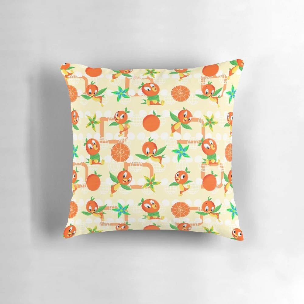 Colorful orange bird mascot pillow from Disney's Sunshine Tree Terrace in Adventureland