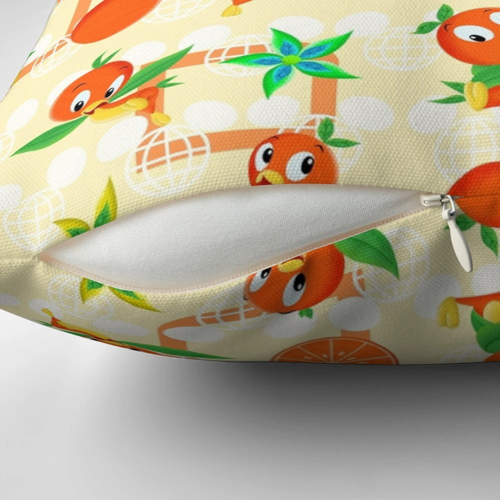 Colorful orange bird mascot pillow from Disney's Sunshine Tree Terrace in Adventureland