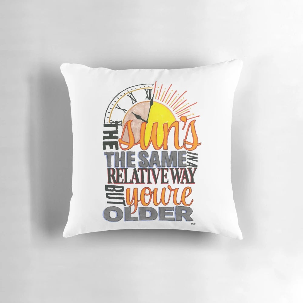 Pink Floyd "Time" lyrics printed on a soft, comfortable pillow